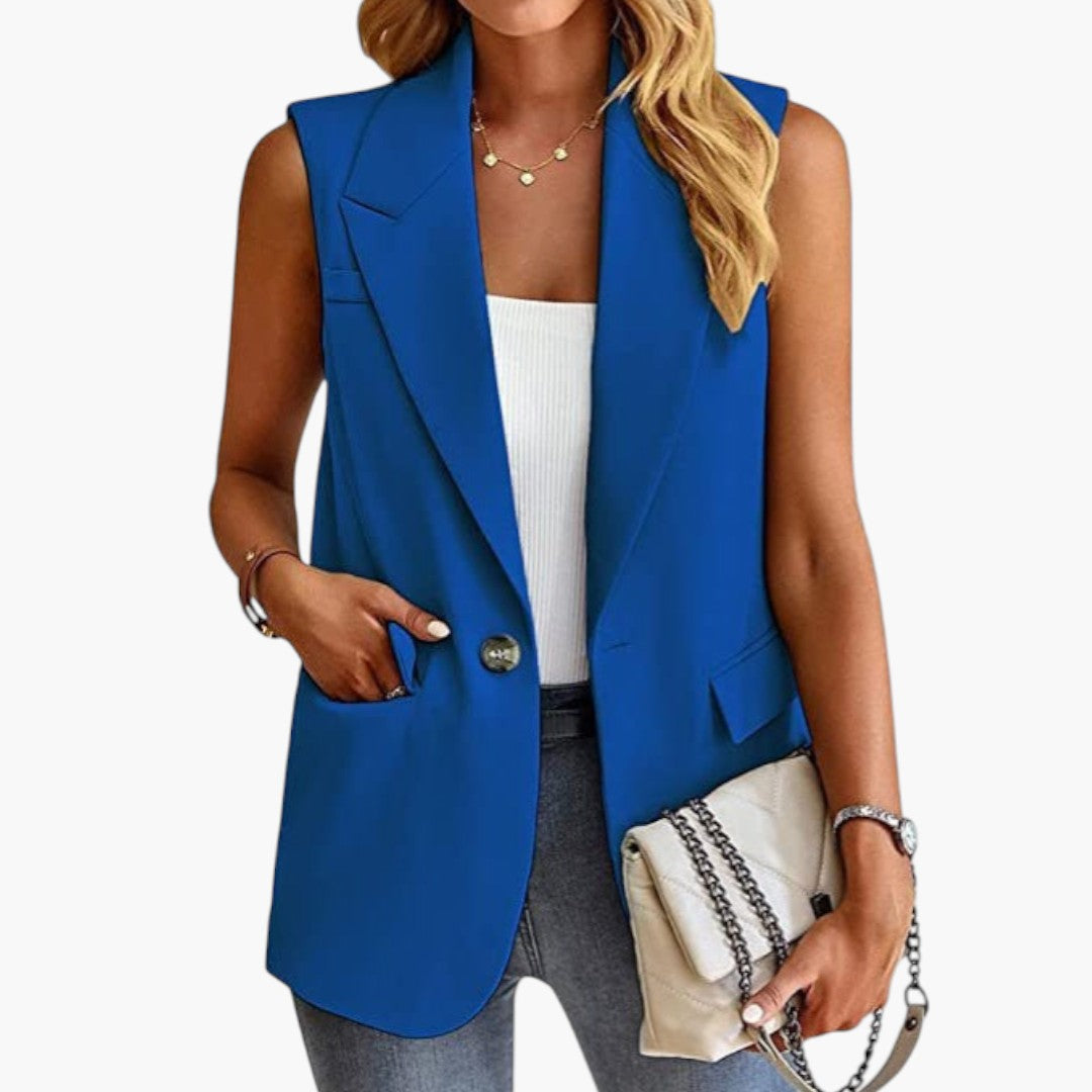 Gilet blazer femmes a col à revers et fermeture par bouton