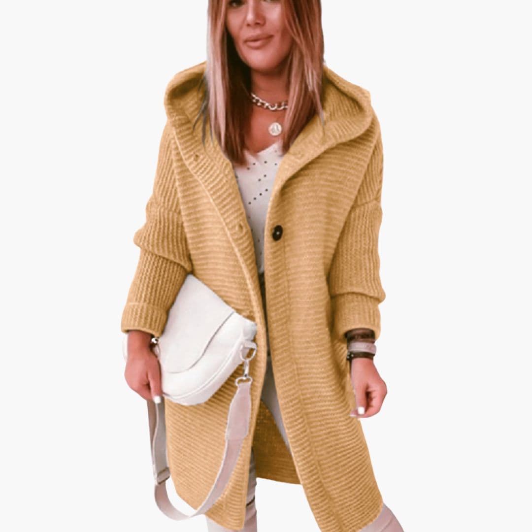 Colete feminino com capuz e abertura frontal