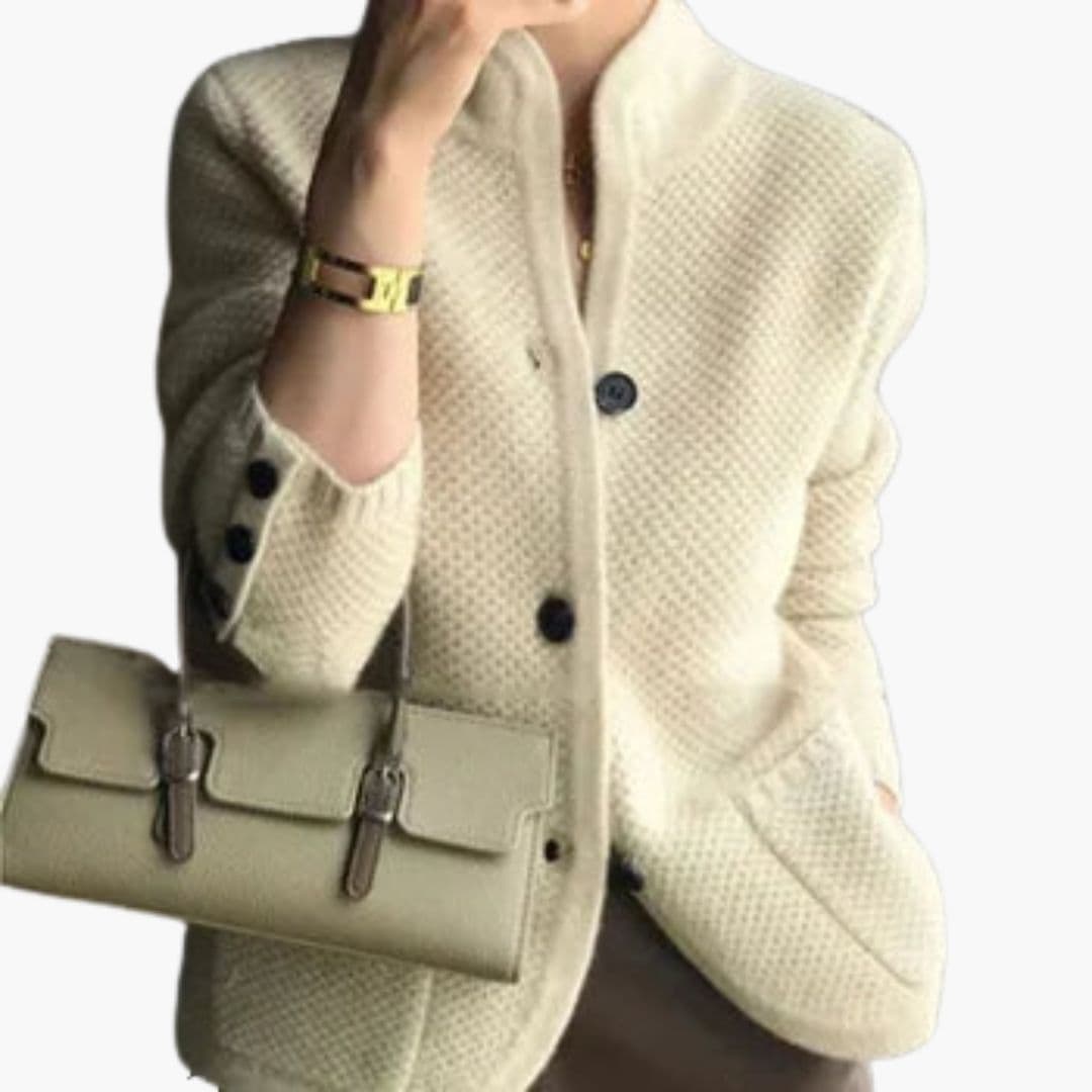 Gilet femme à surface texturée et boutonnage devant