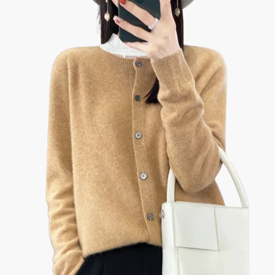 Gilet femme en maille avec col rond