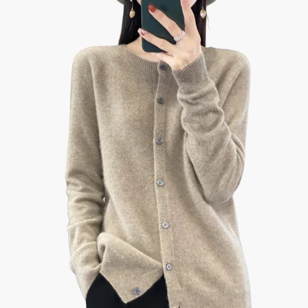 Gilet femme en maille avec col rond