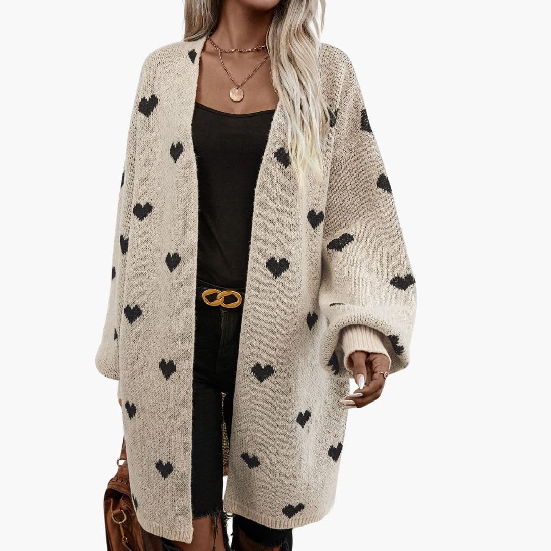 Gilet femme motif cœur avec fermeture à boutons