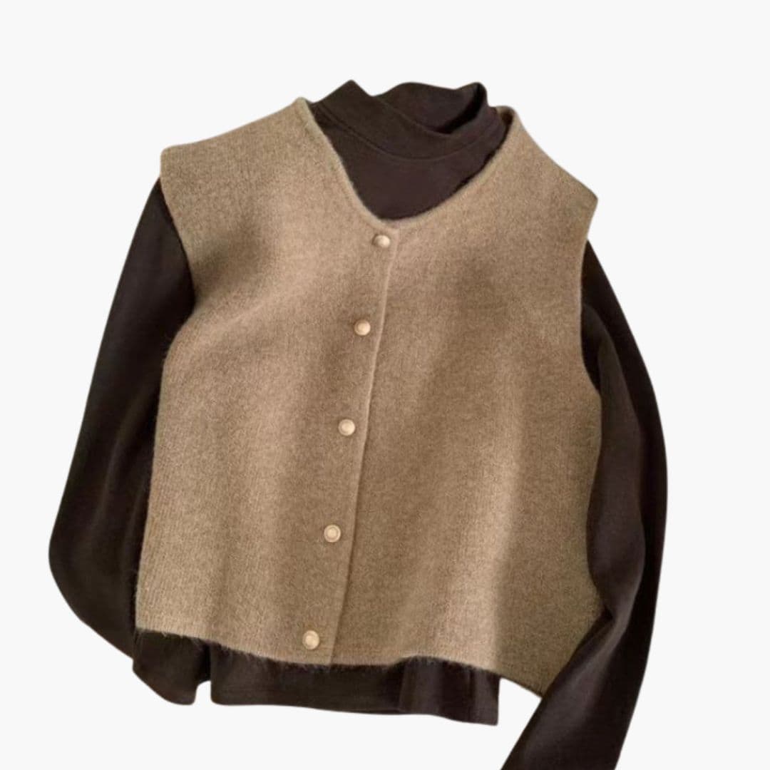 Gilet femme sans manches avec fermeture à boutons devant