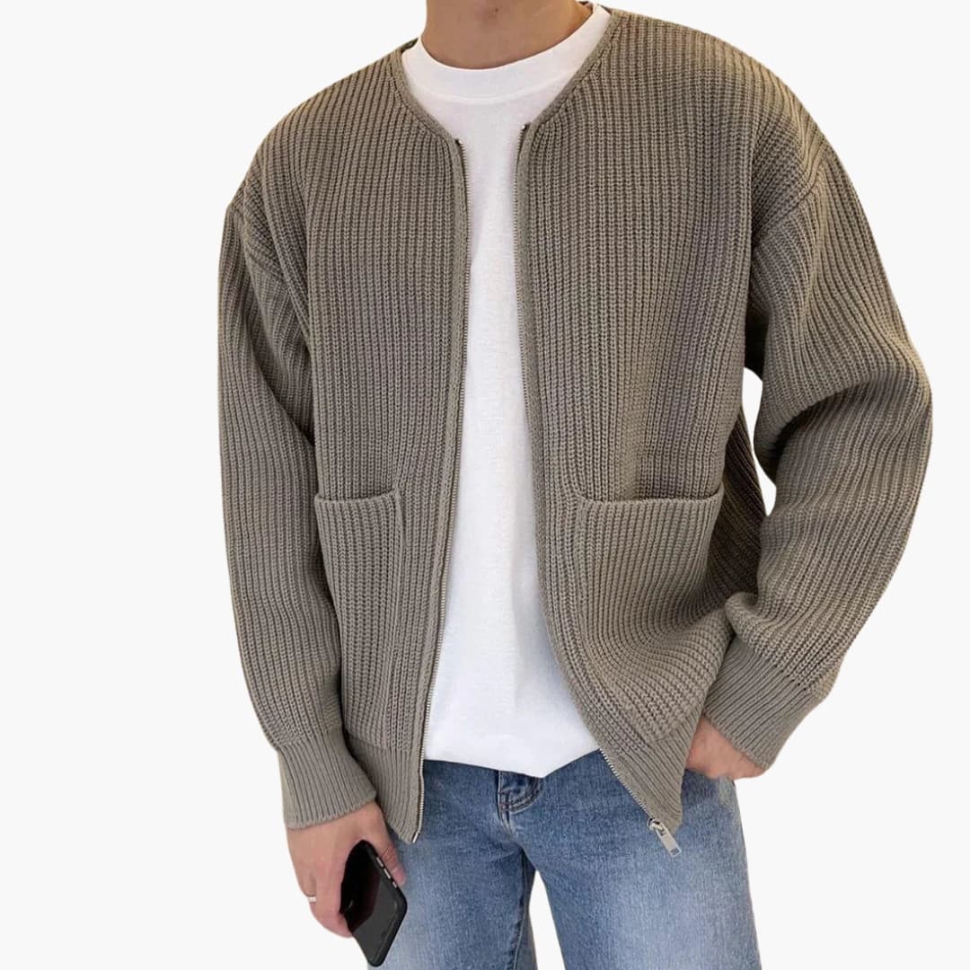 Gilet homme à fermeture zippée avec col rond et poches latérales