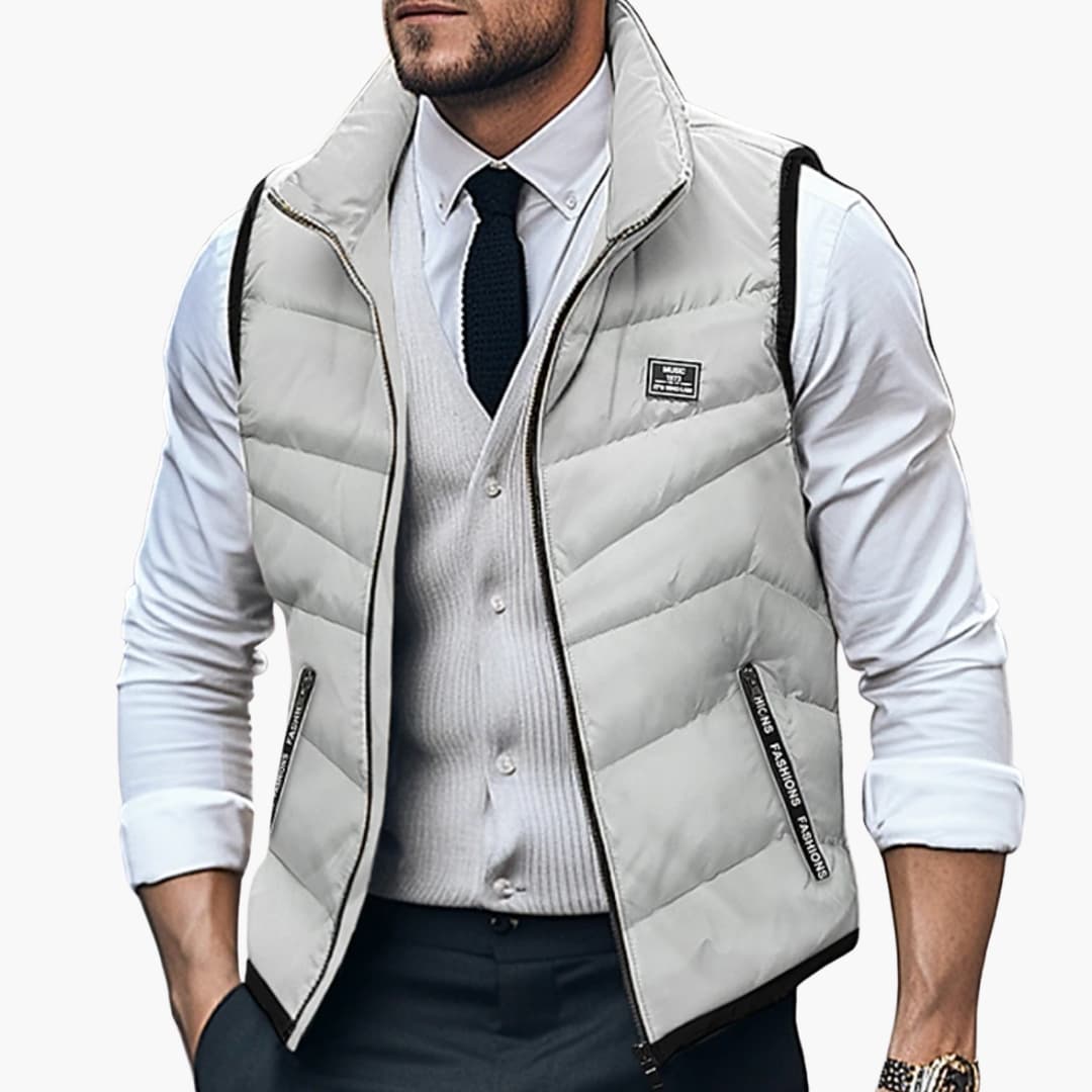 Gilet matelassé homme avec fermeture zippée et col montant