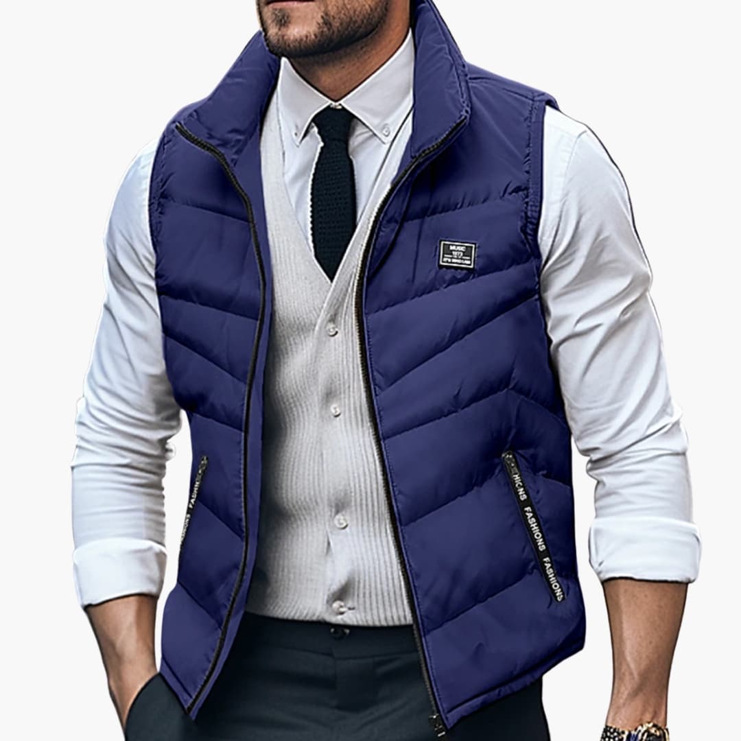Gilet matelassé homme avec fermeture zippée et col montant