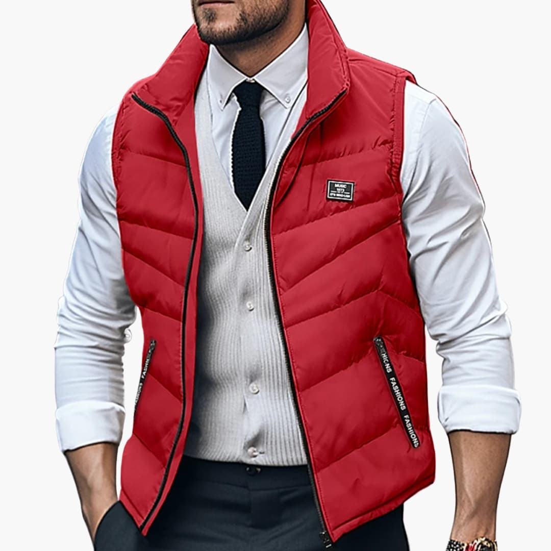 Gilet matelassé homme avec fermeture zippée et col montant