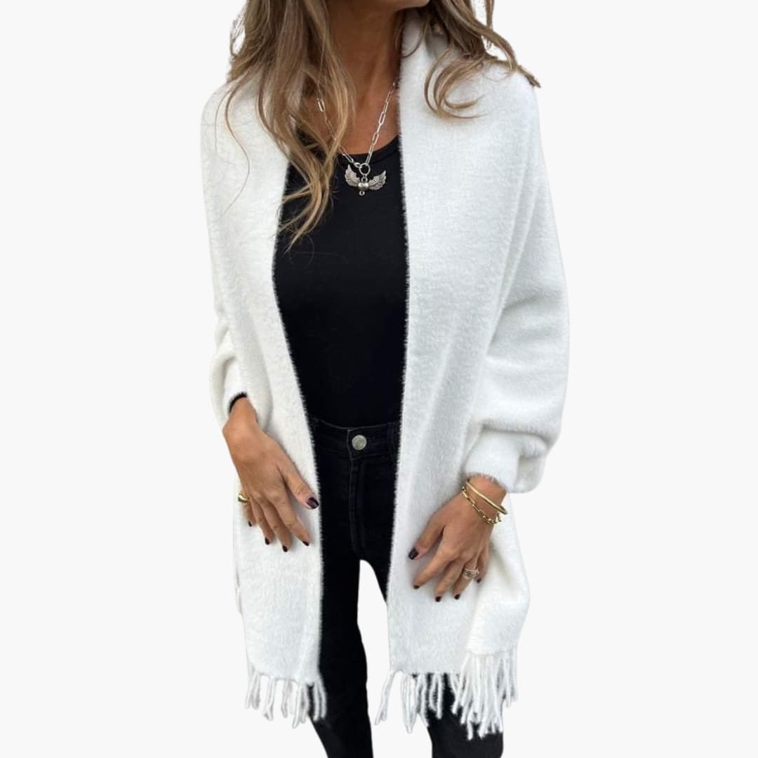 Gilet ouvert femme avec franges