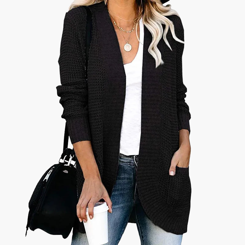 Cardigan ouvert en maille avec poches pour femme