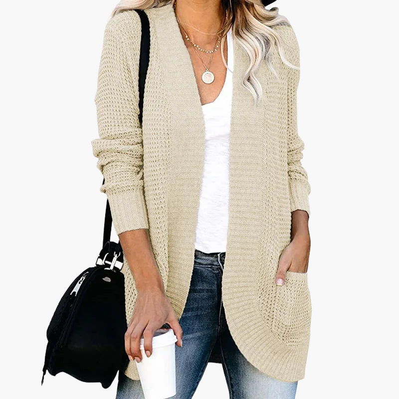 Cardigan ouvert en maille avec poches pour femme