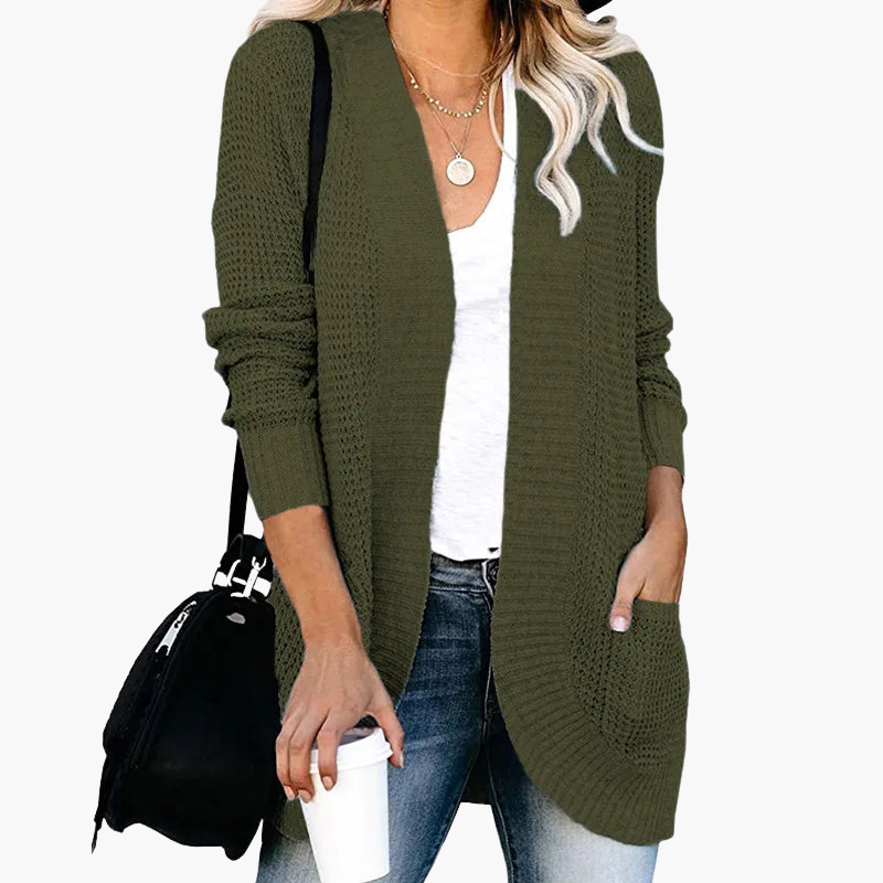 Cardigan ouvert en maille avec poches pour femme