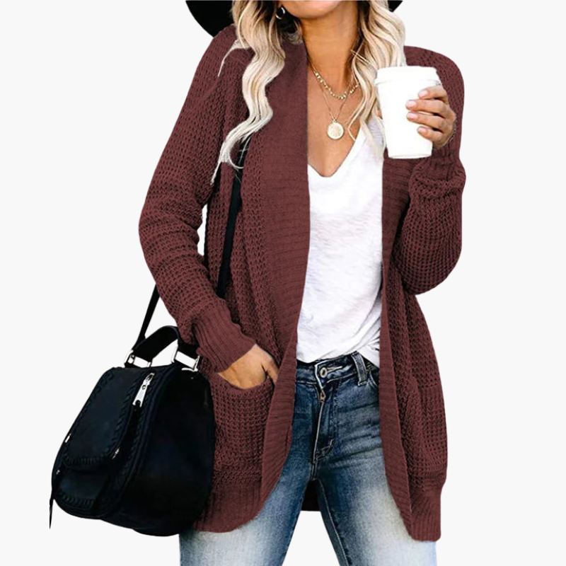 Cardigan ouvert en maille avec poches pour femme