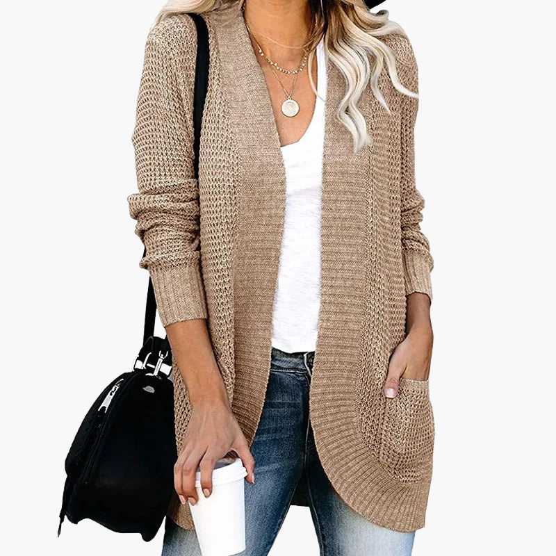 Cardigan ouvert en maille avec poches pour femme