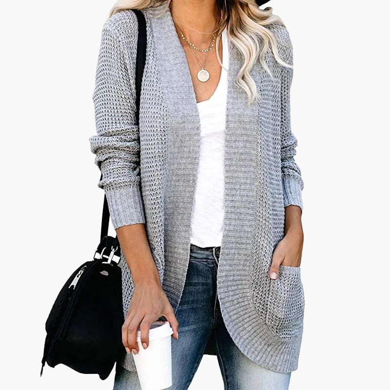 Cardigan ouvert en maille avec poches pour femme