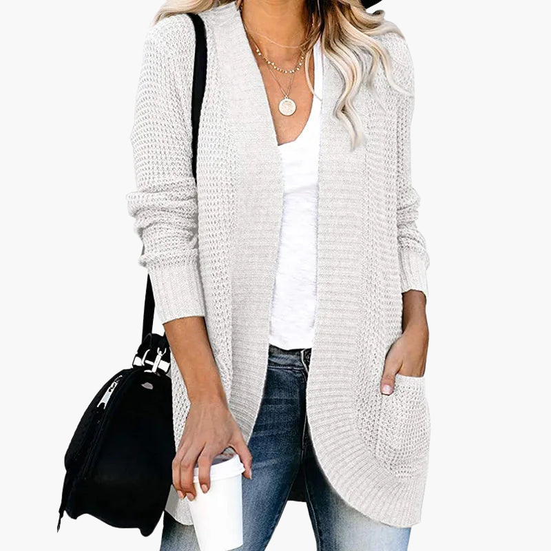 Cardigan ouvert en maille avec poches pour femme