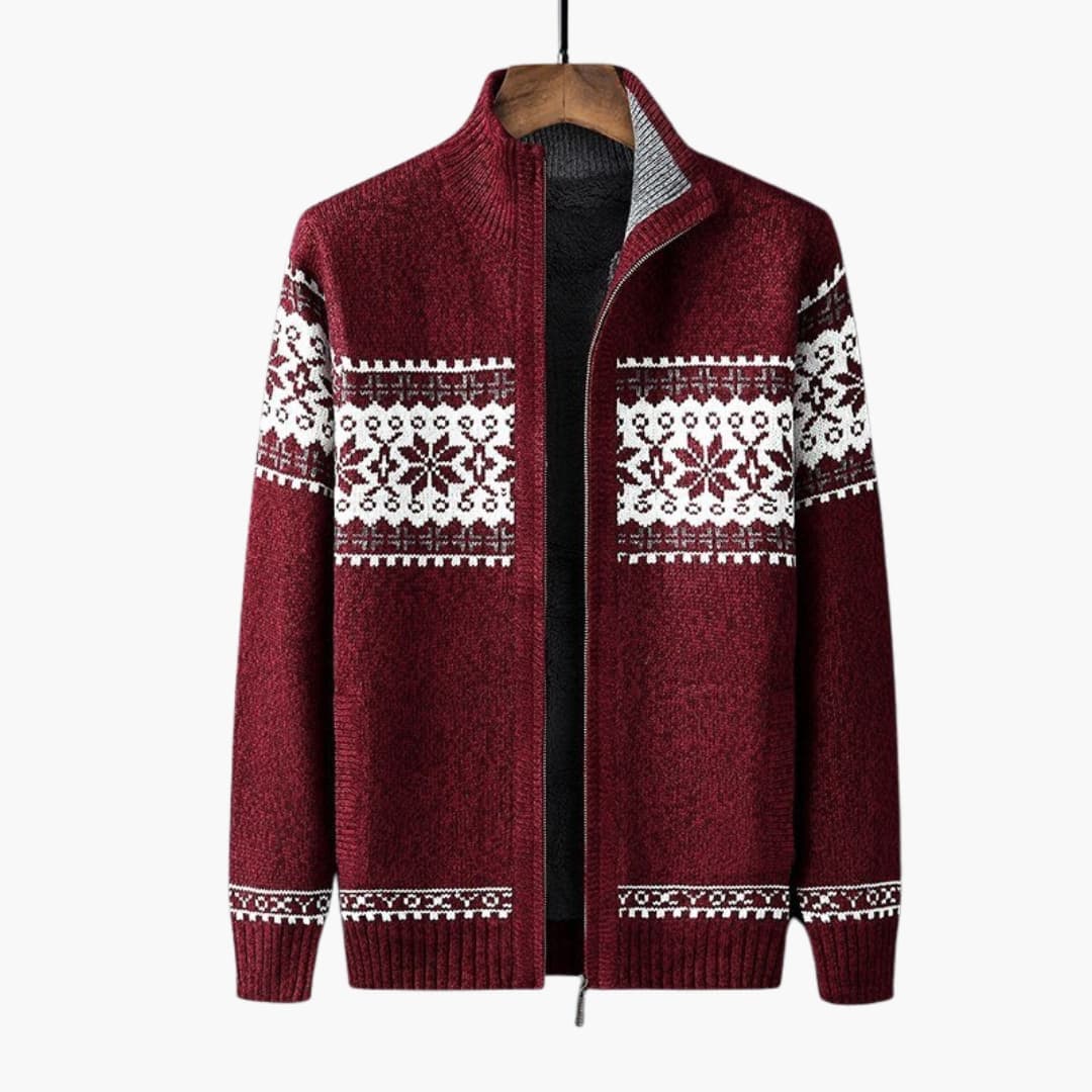 Gilet en maille pour homme avec fermeture éclair et manches longues