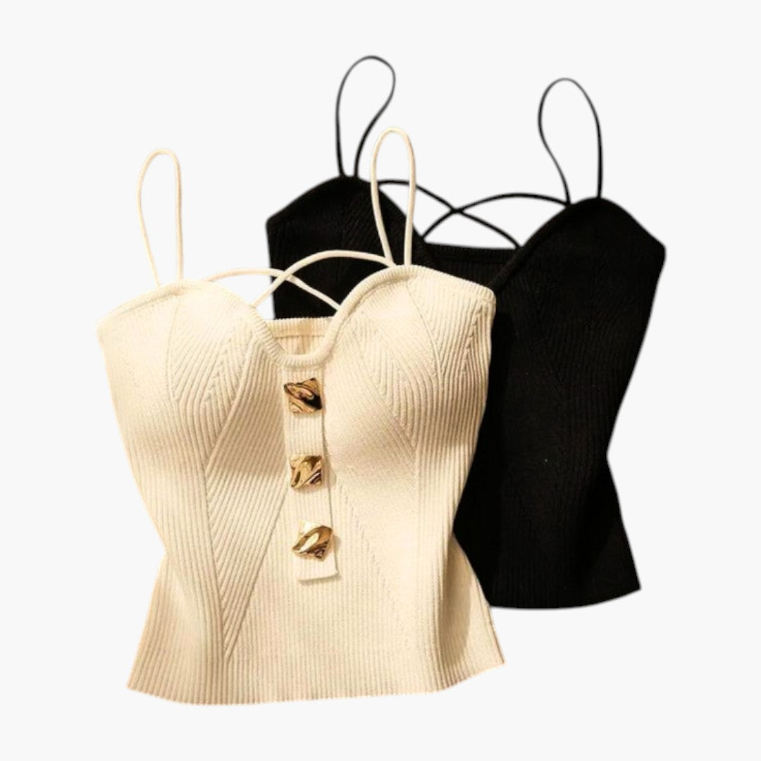 Corsetto donna con superficie a coste e spalline regolabili