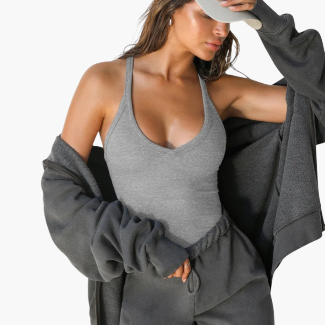 Maglia Donna Senza Maniche con Scollo a V e Schiena a Nuotatore
