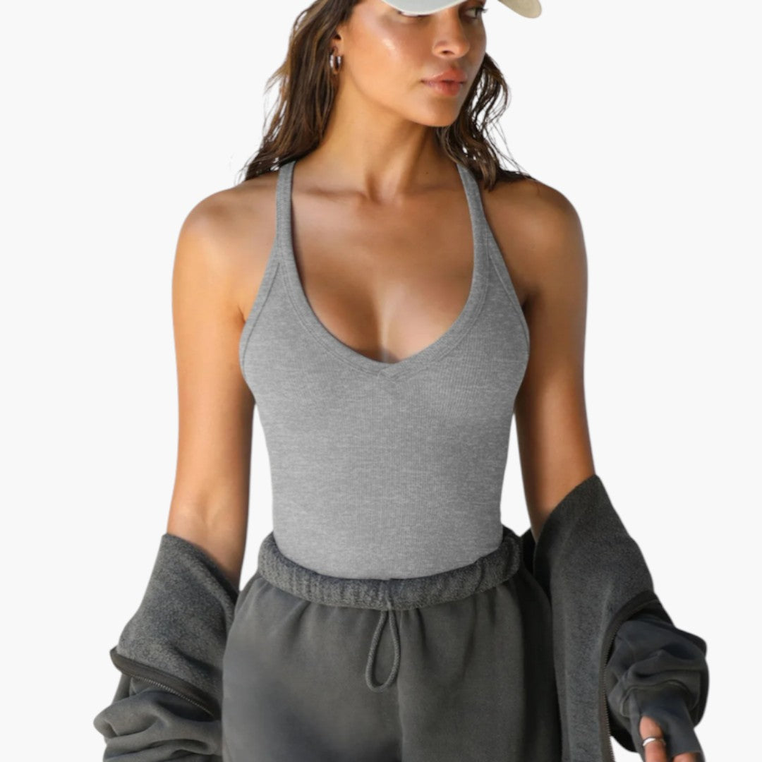 Maglia Donna Senza Maniche con Scollo a V e Schiena a Nuotatore
