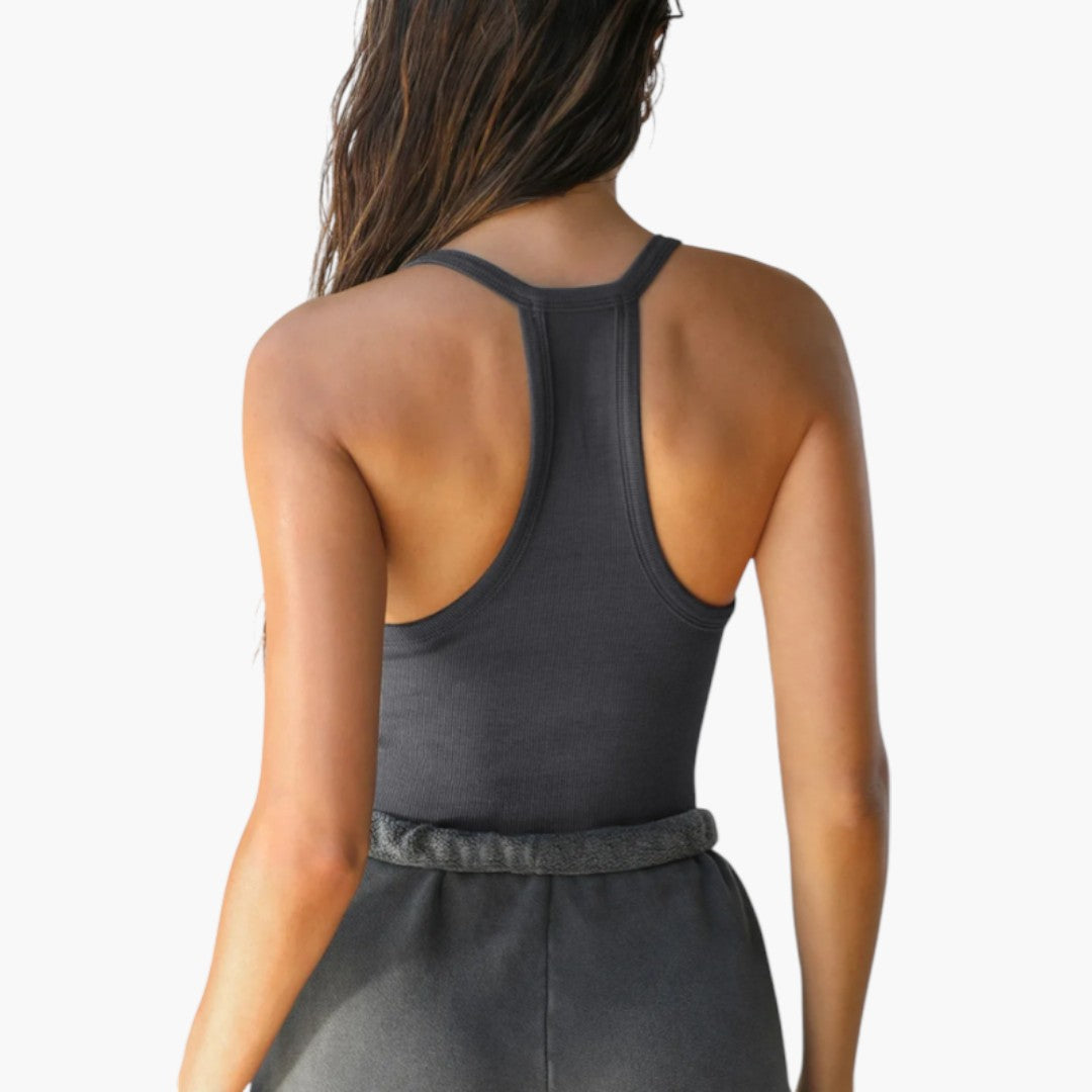 Maglia Donna Senza Maniche con Scollo a V e Schiena a Nuotatore
