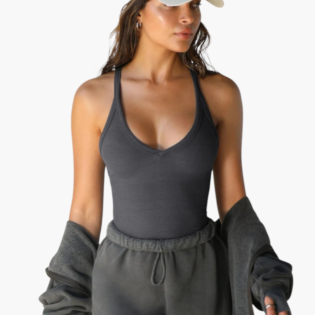 Maglia Donna Senza Maniche con Scollo a V e Schiena a Nuotatore