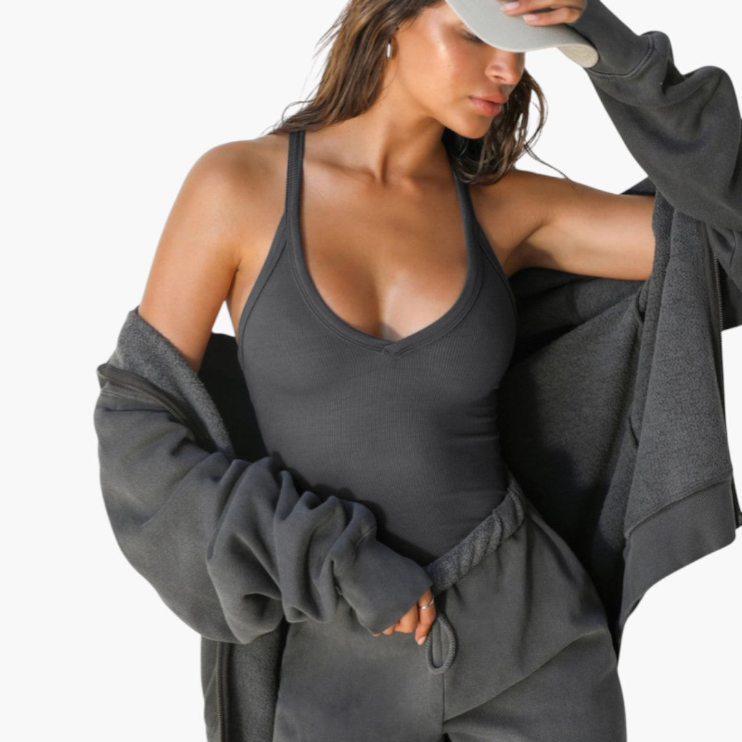 Maglia Donna Senza Maniche con Scollo a V e Schiena a Nuotatore
