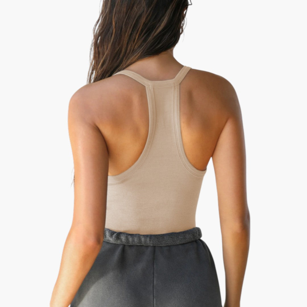 Maglia Donna Senza Maniche con Scollo a V e Schiena a Nuotatore