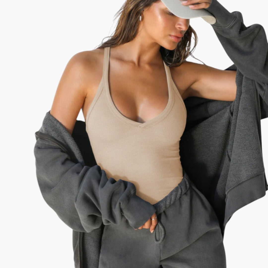 Maglia Donna Senza Maniche con Scollo a V e Schiena a Nuotatore
