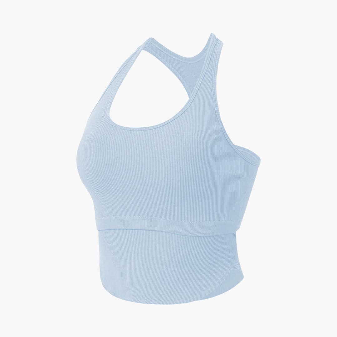 Top deportivo sin mangas para mujer, corte ajustado y cuello redondo