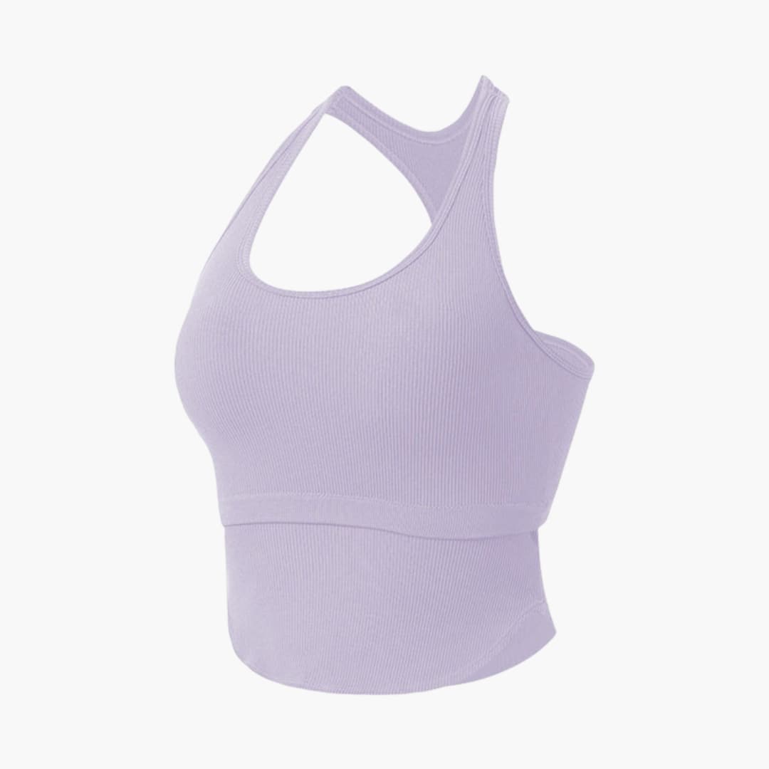 Top deportivo sin mangas para mujer, corte ajustado y cuello redondo