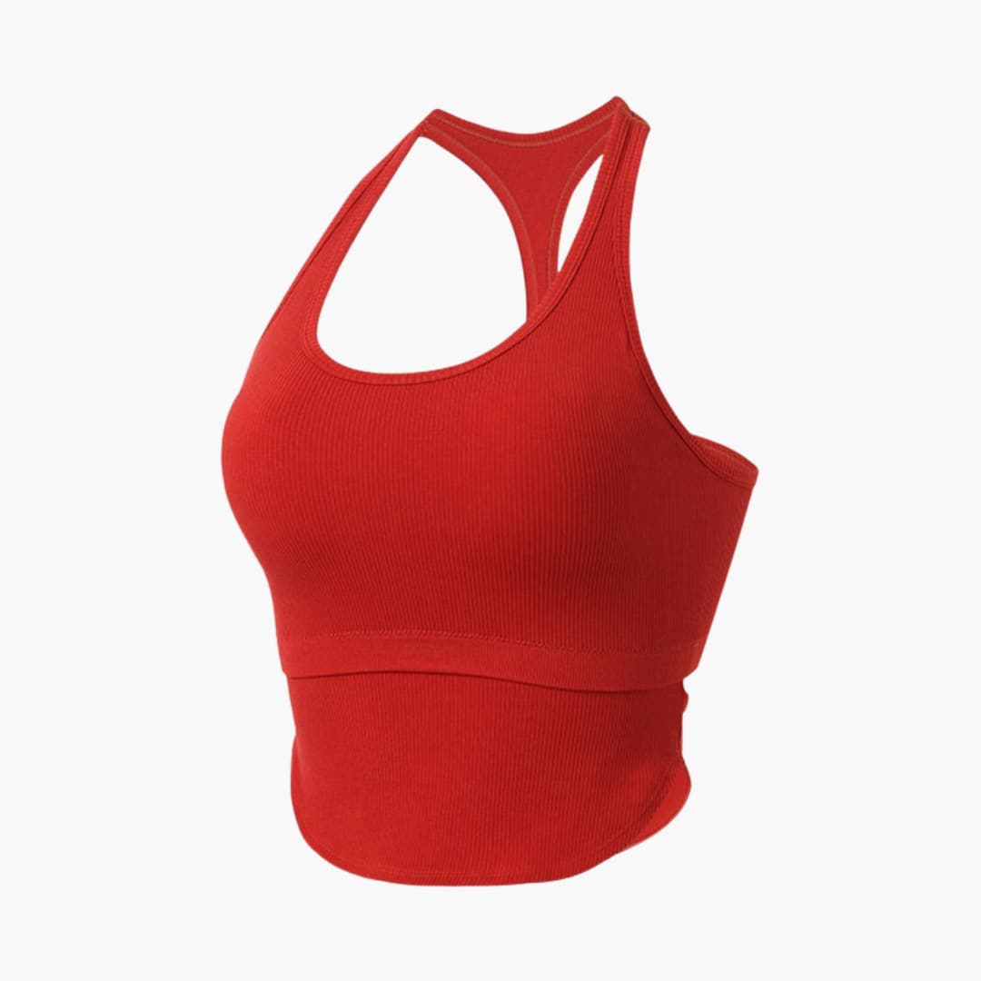 Top deportivo sin mangas para mujer, corte ajustado y cuello redondo