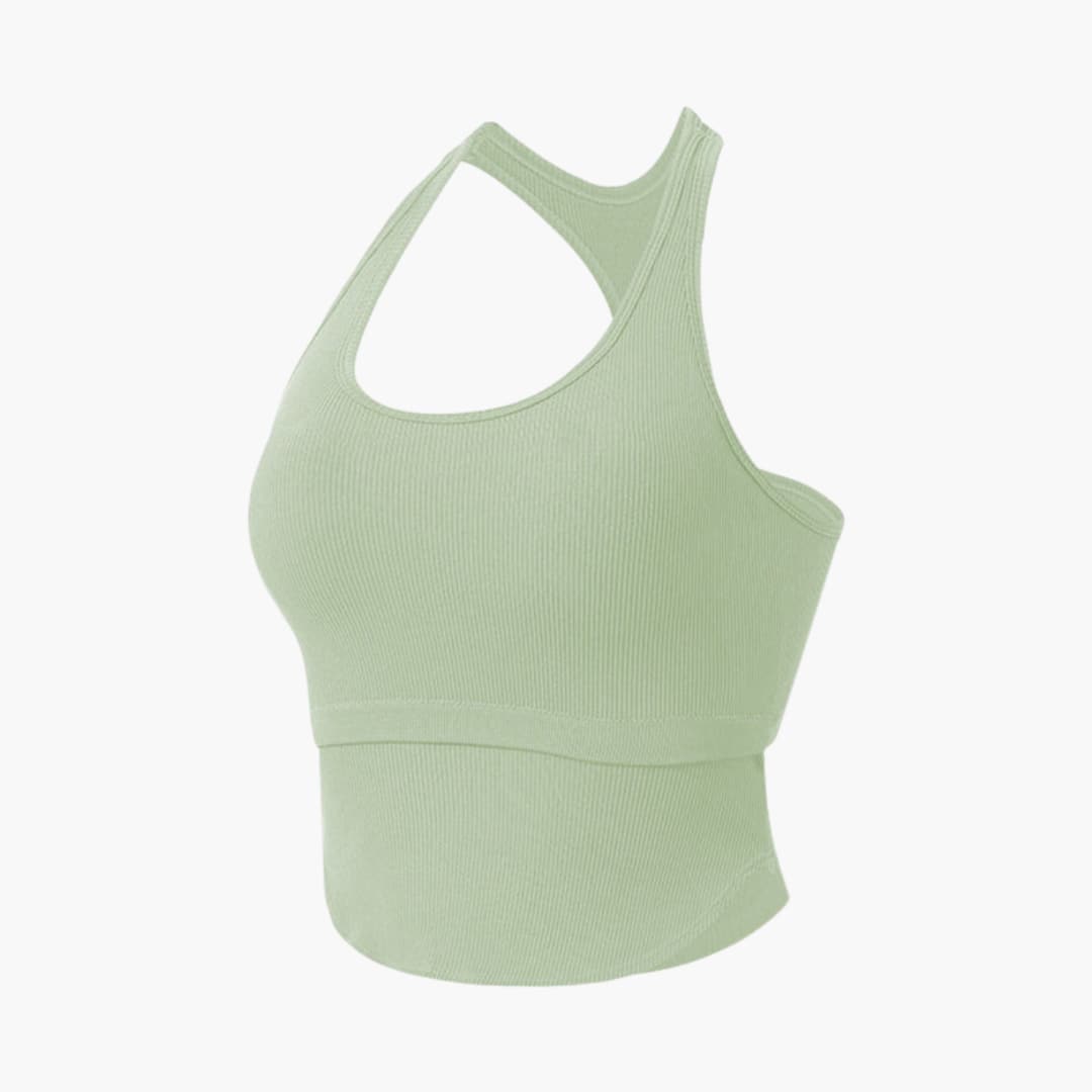Top deportivo sin mangas para mujer, corte ajustado y cuello redondo
