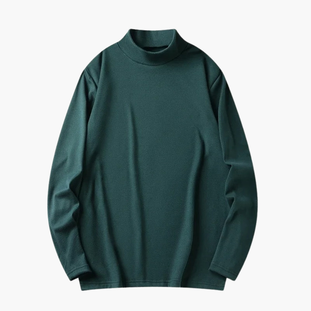 Damebluse med høj hals og lange ærmer