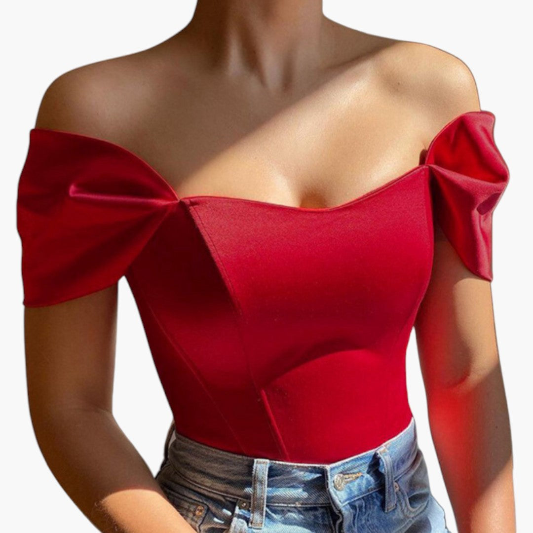 Maglia donna spalle scoperte maniche corte