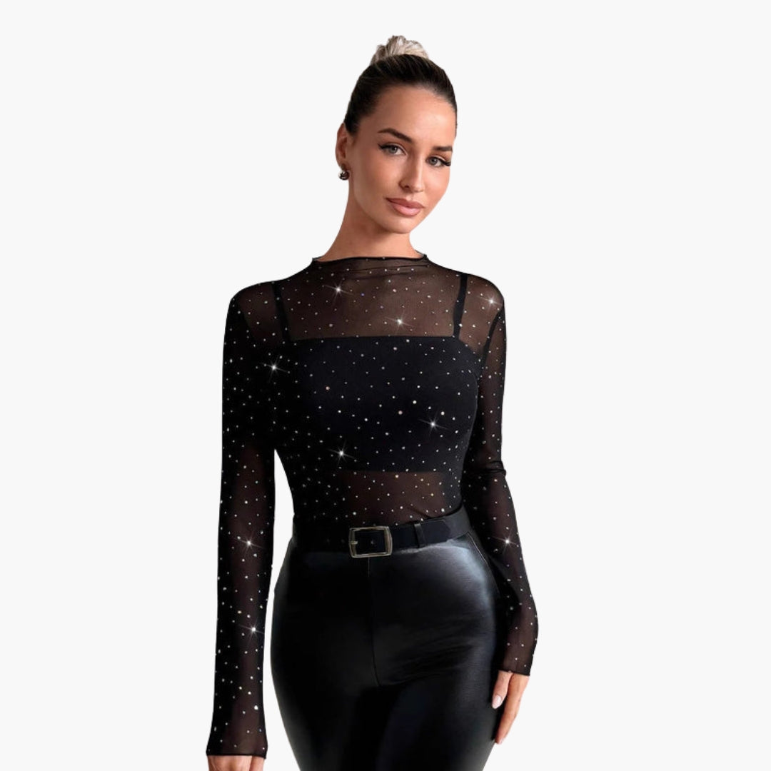 Haut femme transparent à manches longues