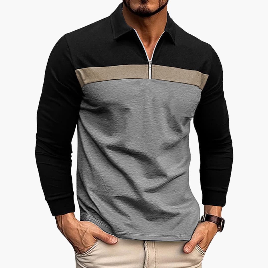Maglia uomo maniche lunghe con zip e collo alto