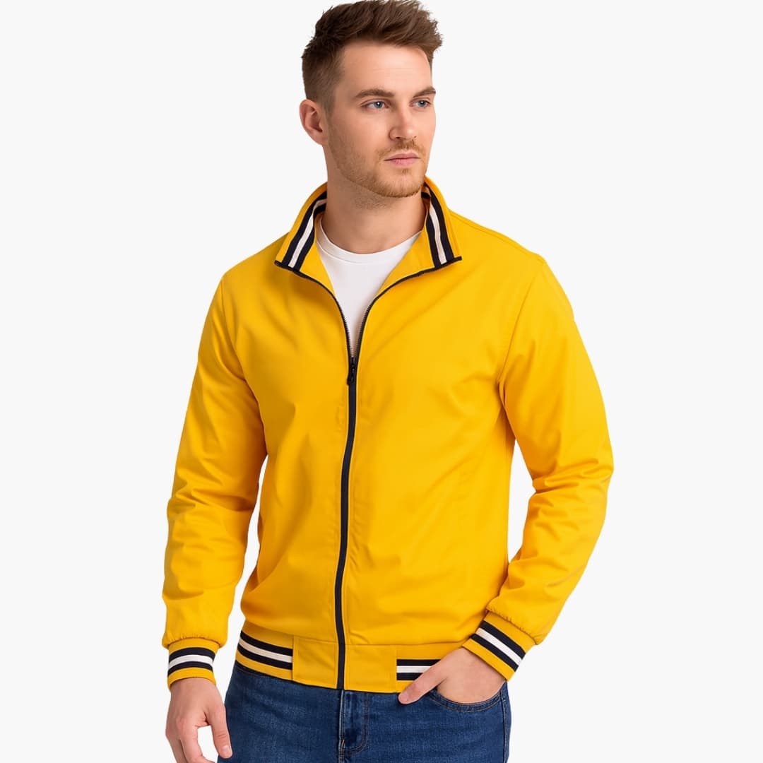 Bomber para hombre con cuello a rayas y cierre de cremallera