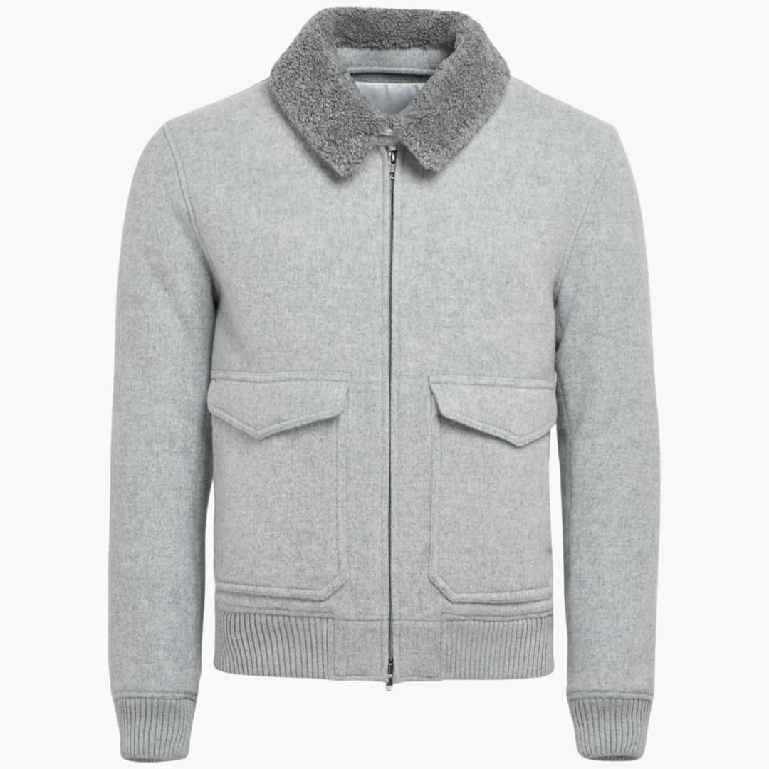 Homme Bomber avec Col Texturé et Grandes Poches