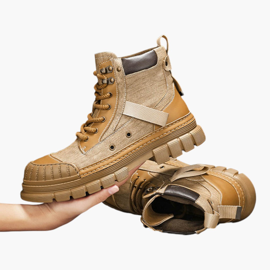 Hommes Bottes à lacets avec Cuir Nubuck et Semelle Caoutchouc