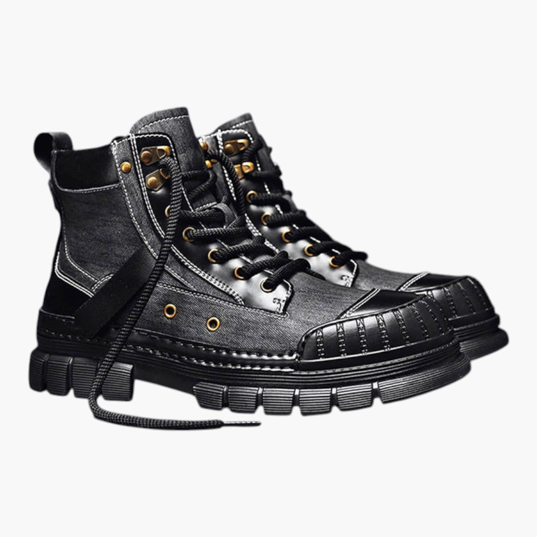 Hommes Bottes à lacets avec Cuir Nubuck et Semelle Caoutchouc