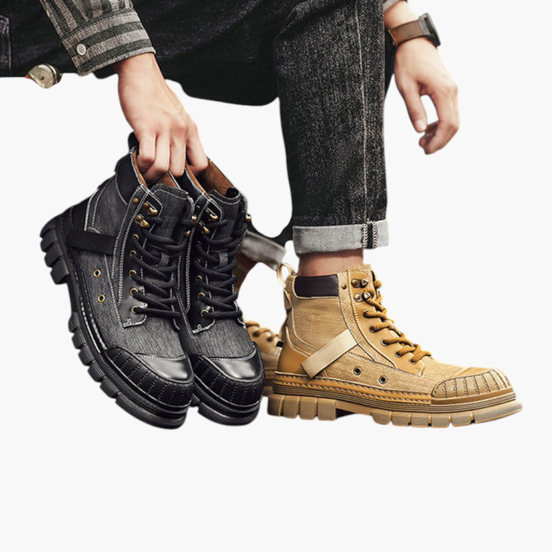 Hommes Bottes à lacets avec Cuir Nubuck et Semelle Caoutchouc