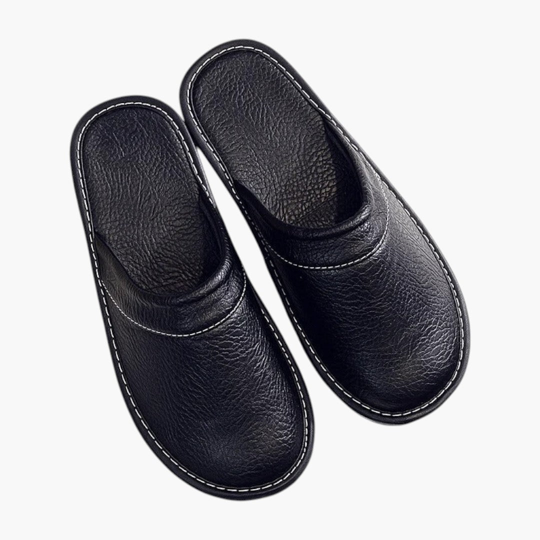 Hommes Chaussons a Dessus en Cuir Végétalien et Semelle Souple