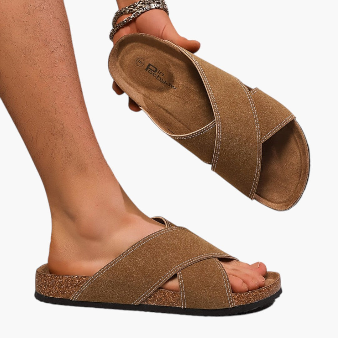 Hommes Chaussons avec Bride Croisée et Semelle EVA