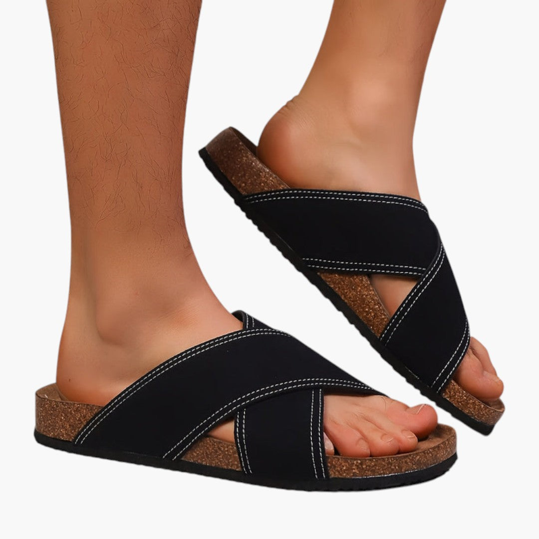 Hommes Chaussons avec Bride Croisée et Semelle EVA