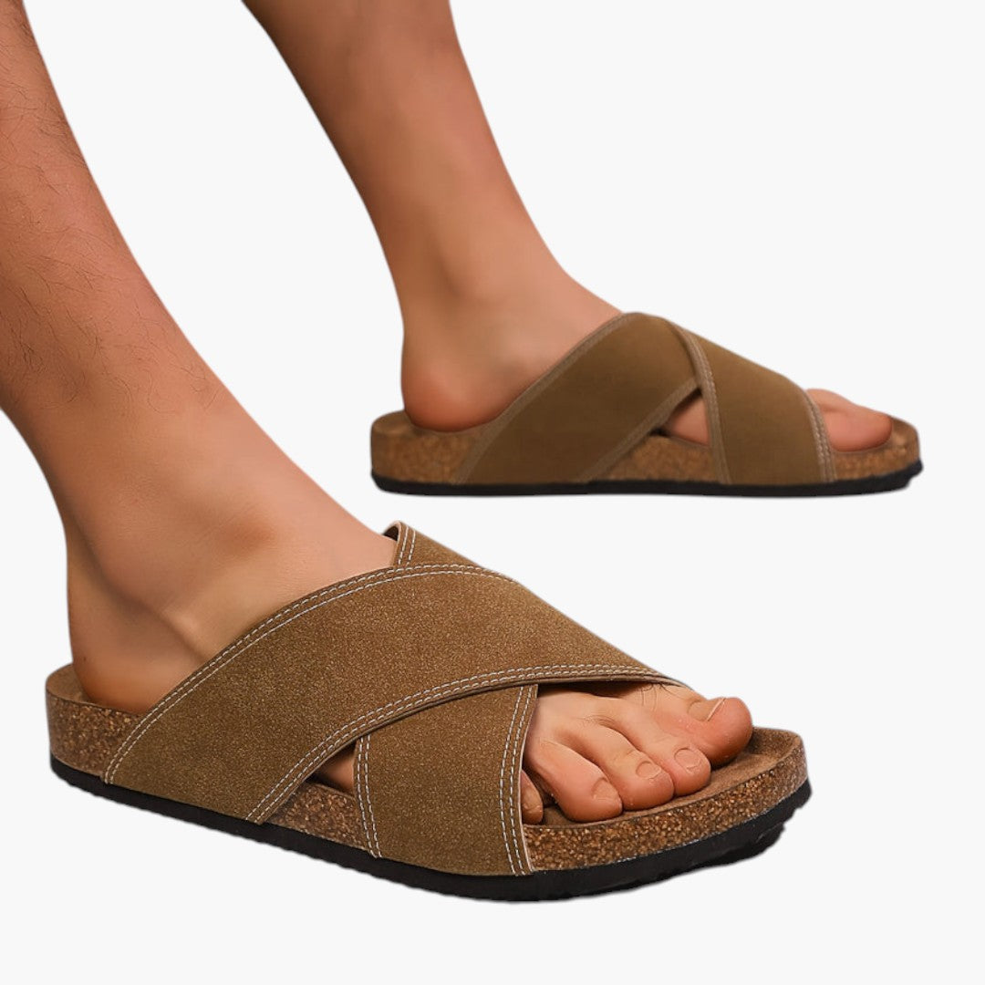 Hommes Chaussons avec Bride Croisée et Semelle EVA