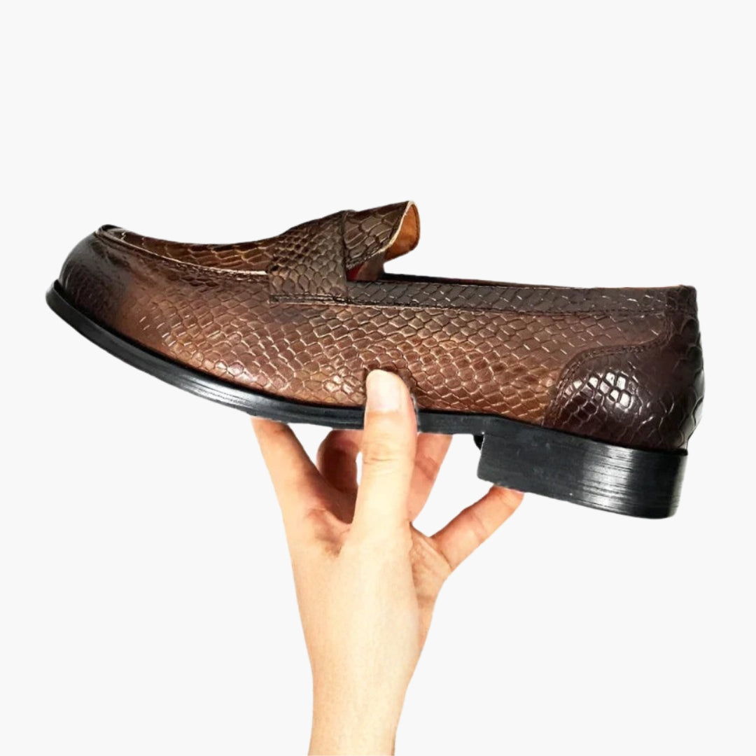 Hommes Mocassins avec Imprimé Serpent et Semelle Plate