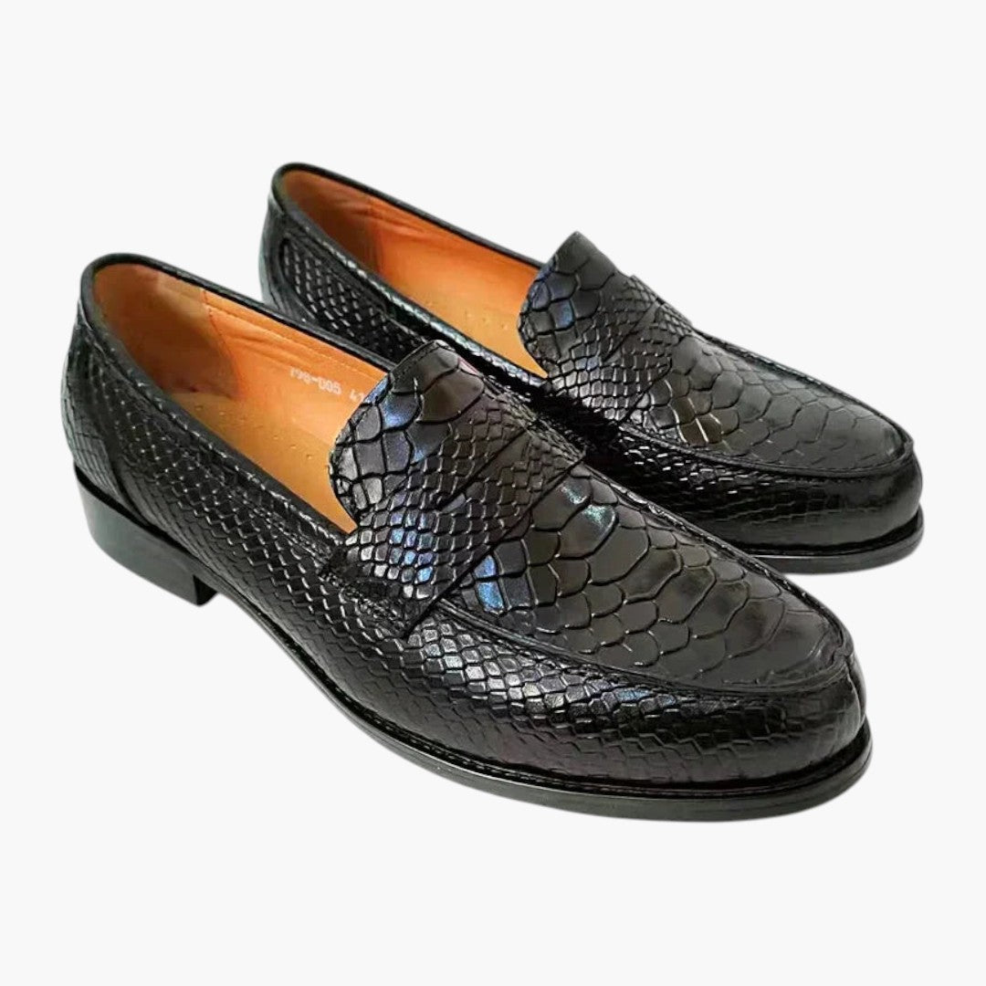 Hommes Mocassins avec Imprimé Serpent et Semelle Plate