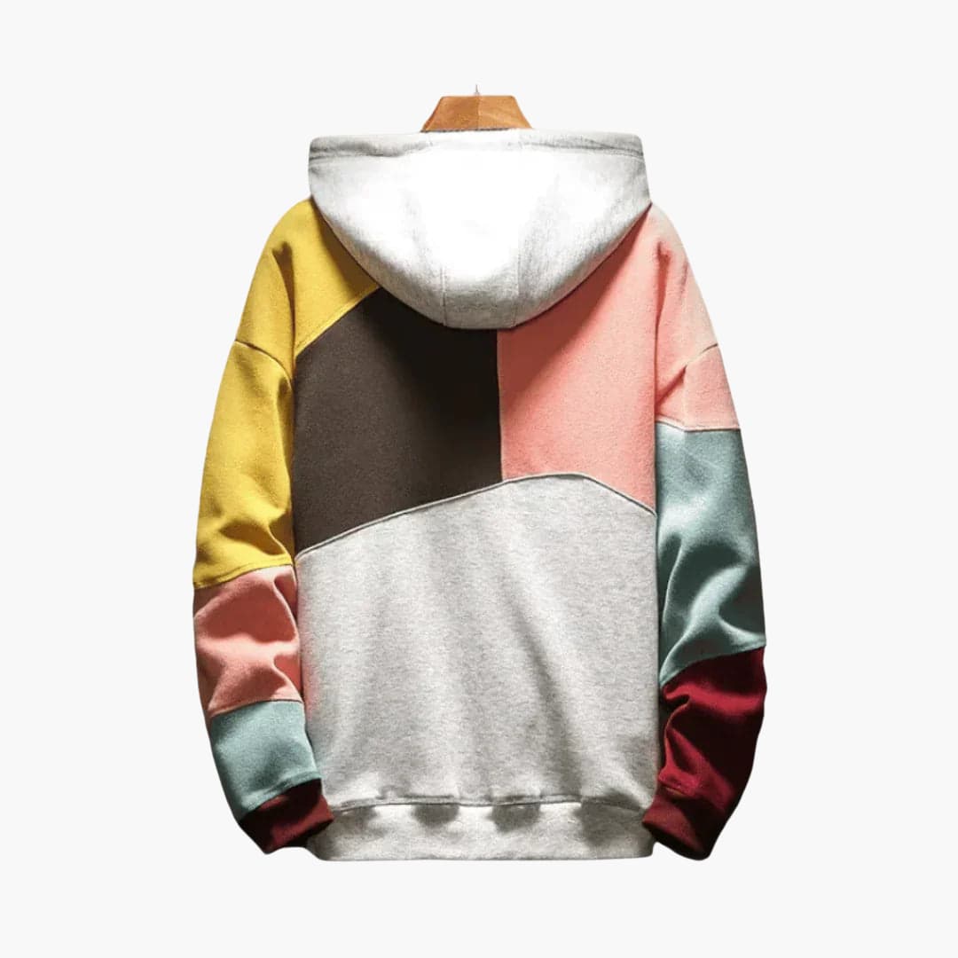 Hoodie colorblock pour homme avec capuche ajustable et poche avant