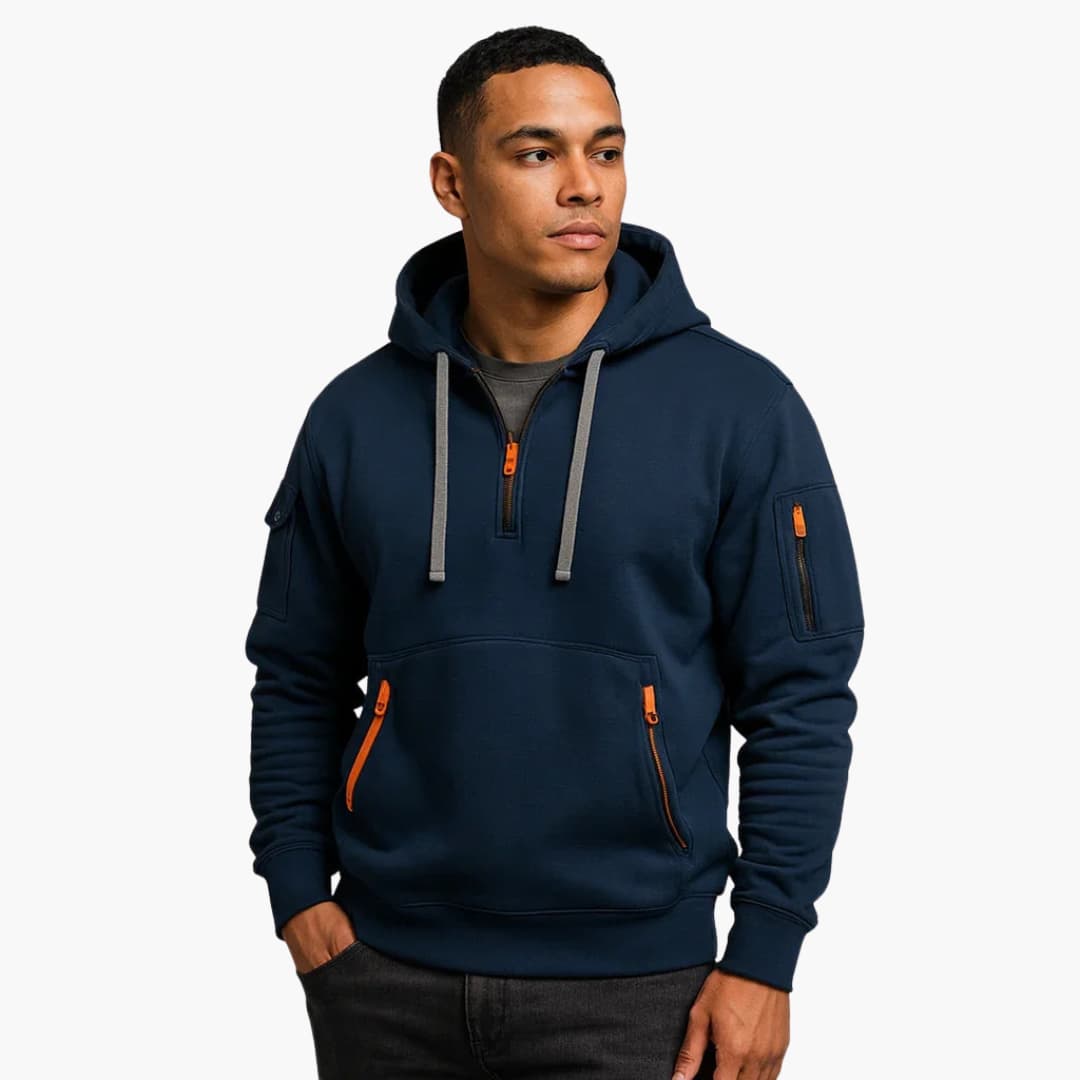 Hoodie pour hommes avec poches zippées et capuche réglable