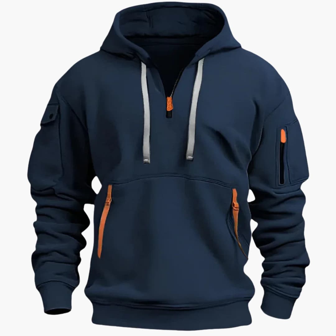 Hoodie pour hommes avec poches zippées et capuche réglable